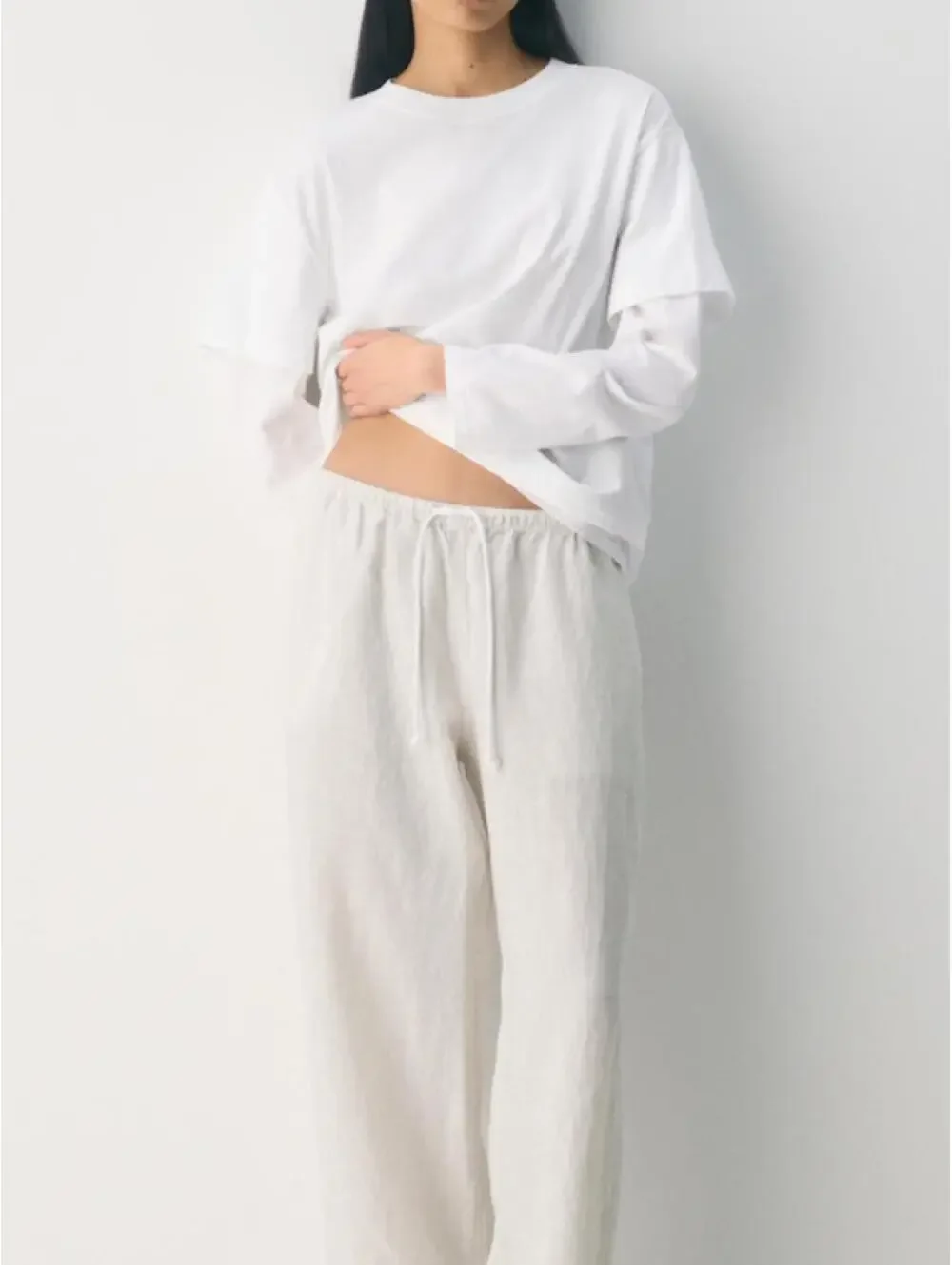 Aritzia TNA Charleston Linen Pants | Stripe Natural Ecru | Size S